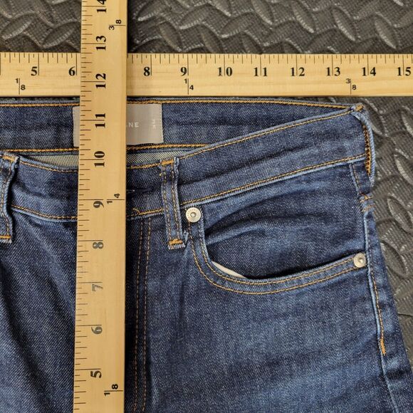 Everlane Cropped Straight Leg Jeans Size 26 Tall Dark Wash Raw Hem 27" Waist - Picture 7 of 11